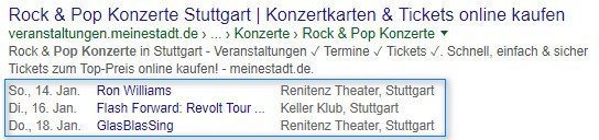 Rich Snippet Events