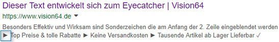 SERP Zeilenumbruch mit Sonderzeichen